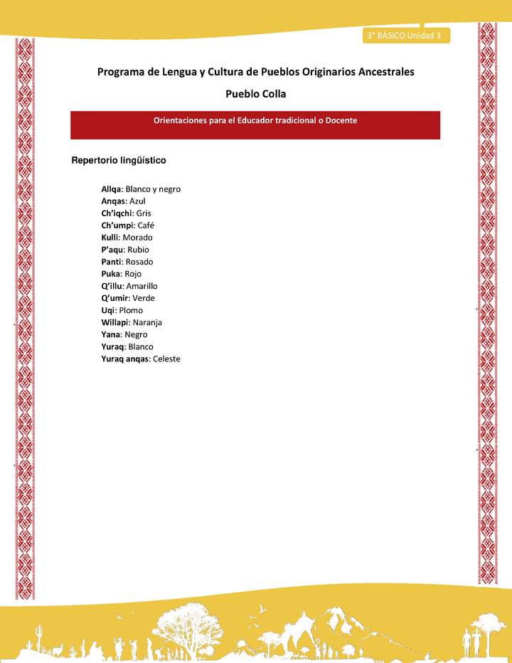 Orientaciones al docente - LC03 - Colla - U03 - Repertorio lingüístico