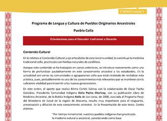 Orientaciones al docente - LC03 - Colla - U03 - Contenido Cultural