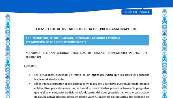 Recrean algunas prácticas de trabajo comunitario propias del territorio