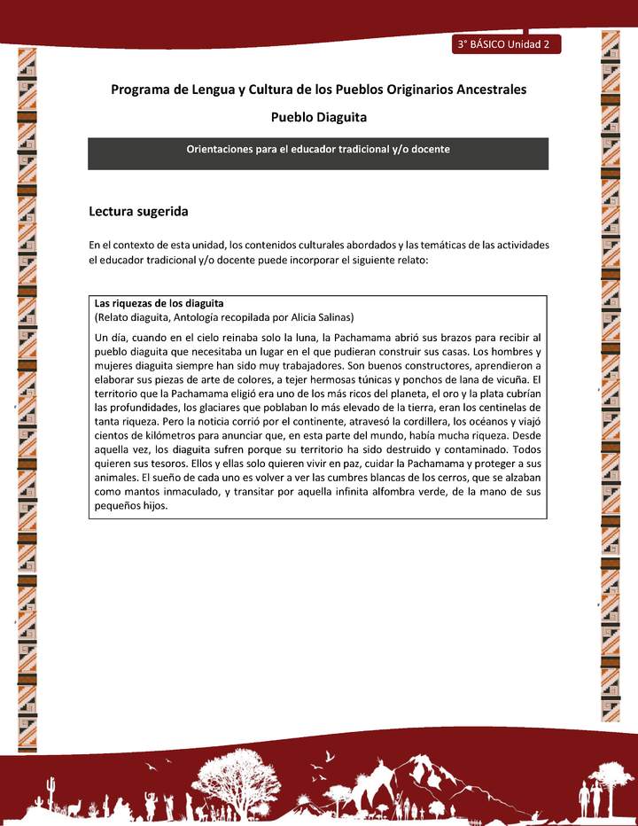 02-Orientaciones al docente - LC03 - DIA - U02 - Lectura sugerida: Las riquezas de los diaguitas