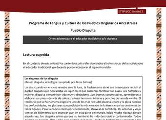 02-Orientaciones al docente - LC03 - DIA - U02 - Lectura sugerida: Las riquezas de los diaguitas