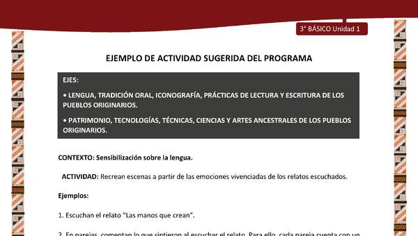 01-Actividad Sugerida LC03 DIA-U01-LS01;OA16-Recrean escenas a partir de las emociones vivenciadas de los relatos escuchados