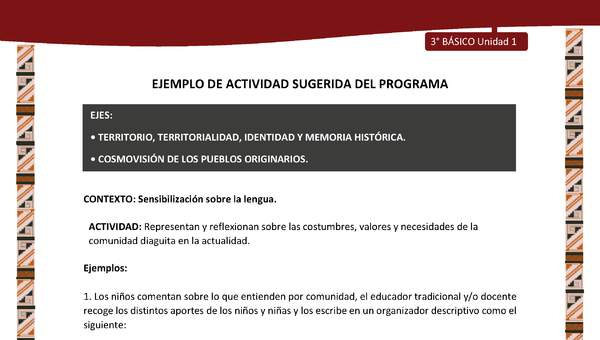 01-Actividad Sugerida LC03 DIA-U01-OA07;OA12-Representan y reflexionan sobre las costumbres, valores y necesidades de la comunidad diaguita en la actualidad.