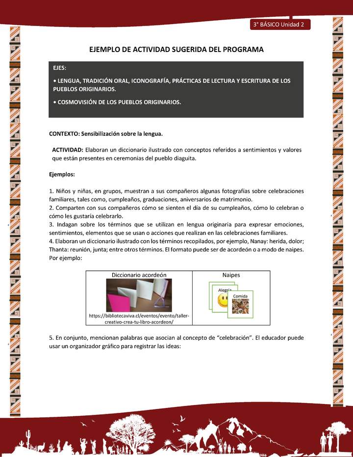 01-Actividad Sugerida LC03 DIA-U02-LS02;OA11-Elaboran un diccionario ilustrado con conceptos referidos a sentimientos y valores que están presentes en ceremonias del pueblo diaguita.