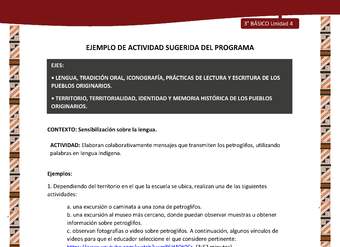 01-Actividad Sugerida LC03 DIA-U04-LS04-OA06-Elaboran colaborativamente mensajes que transmiten los petroglifos, utilizando palabras en lengua indígena.