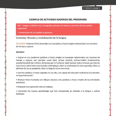 05-Actividad sugerida: LC03-KAW-U04-LR04;OA09-Elaboran fichas ilustradas con conceptos y frases simples relacionadas con nociones de tiempo y espacio.