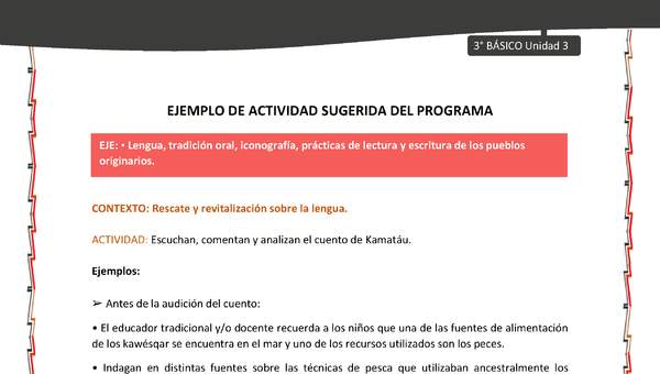 03-Actividad sugerida: LC03-KAW-U03-LR03;LR05-Escuchan, comentan y analizan el cuento de Kamatáu.