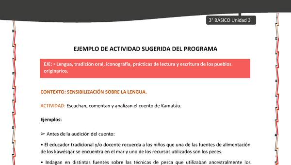 02-Actividad sugerida: LC03-KAW-U03-LS03;LS05-Escuchan, comentan y analizan el cuento de Kamatáu.