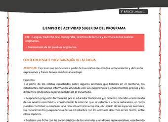 03-Actividad sugerida: LC03-KAW-U01-LR01;OA12-Expresan sus emociones a partir de los relatos escuchados, reconociendo y utilizando expresiones y frases breves en idioma kawésqar.