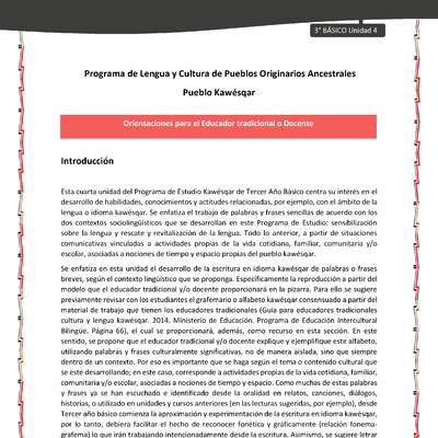 01-Orientaciones al docente - LC03 - Kawésqar - U4 - Orientaciones para el Educador tradicional y/o Docente