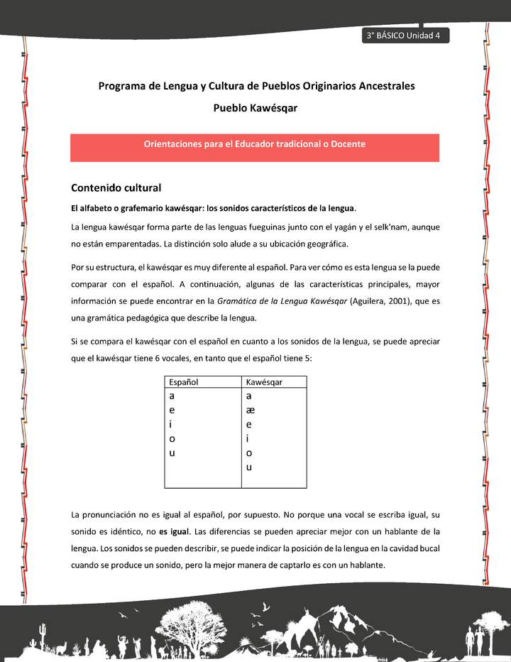 01-Orientaciones al docente - LC03 - Kawésqar - U4 - Contenido Cultural