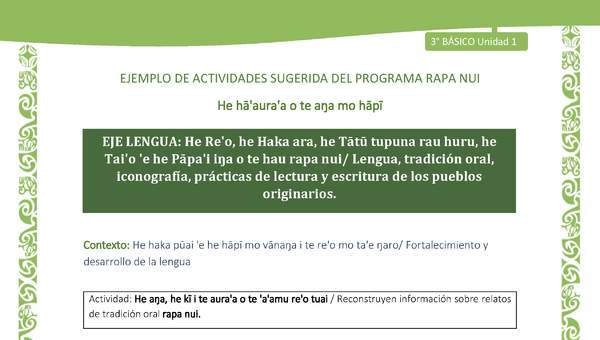 Reconstruyen información sobre relatos de tradición oral rapa nui.