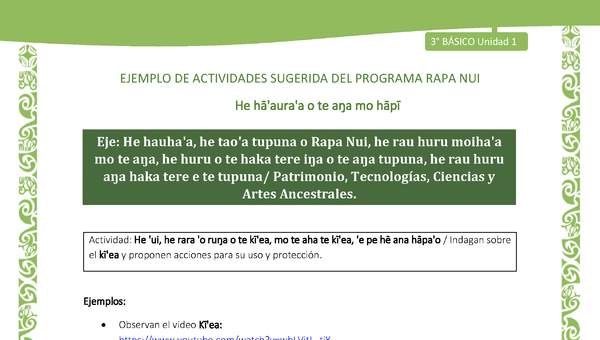  Indagan sobre el kī'ea y proponen acciones para su uso y protección