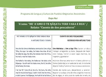 'A'amu: “HE 'A'AMU O TE ŊĀŊATA TERE VAKA E RUA” / Relato: “Cuento de dos pescadores”