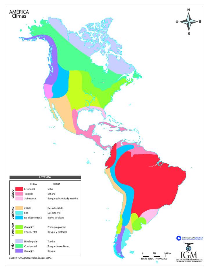 Climas de América a color