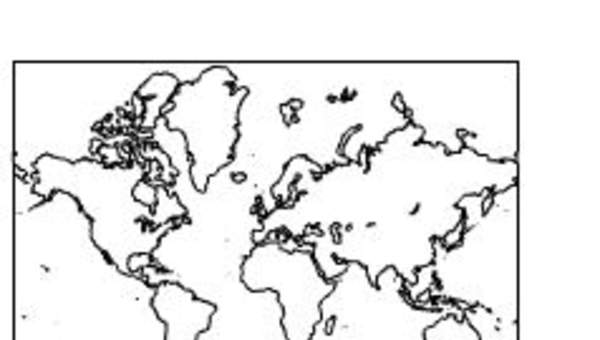 Mapa mundi con América a la izquierda