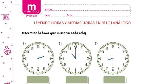 Leer medias y horas en reloj análogo y digital