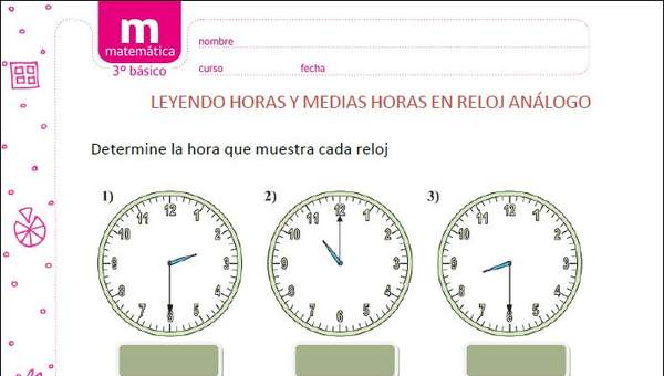 Leer medias y horas en reloj análogo y digital