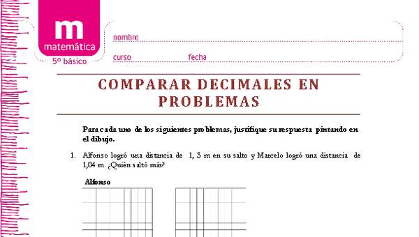 Comparar decimales en problemas