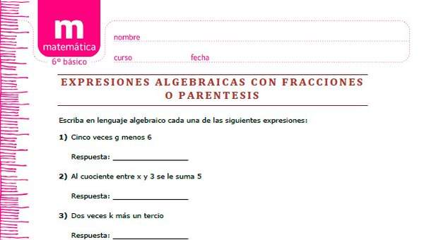 Expresiones algebraicas con fracciones y parentesis