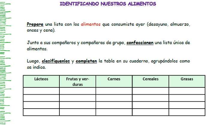 Identificando nuestros alimentos