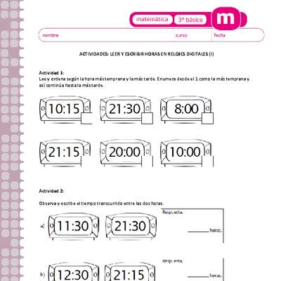 Leer y escribir horas en relojes digitales (I)