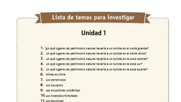 Temas de investigación para la unidad 1