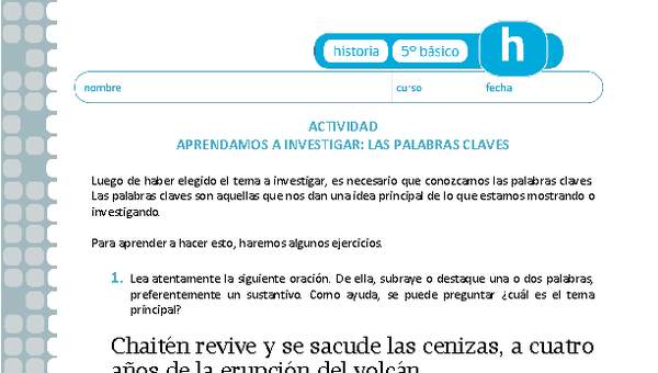 Aprendamos a investigar: Las palabras claves