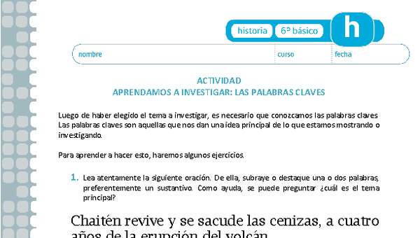 Aprendamos a investigar: Las palabras claves