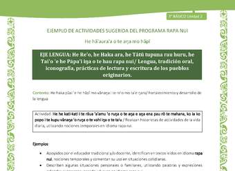 Realizan historietas de actividades de la vida diaria, utilizando nociones temporales en idioma rapa rui