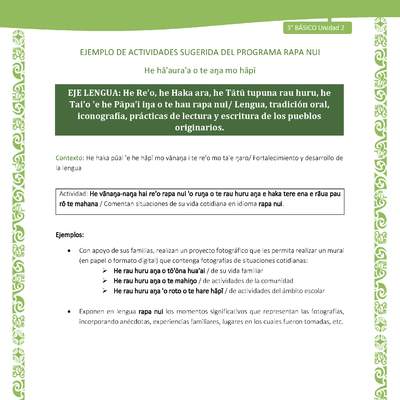 Comentan situaciones de su vida cotidiana en idioma rapa nui - Contexto: Fortalecimiento y desarrollo de la lengua