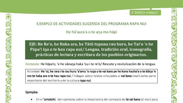 Indagan sobre relatos vinculados al vai kava (mar) como parte importante del territorio y de la cultura rapa nui