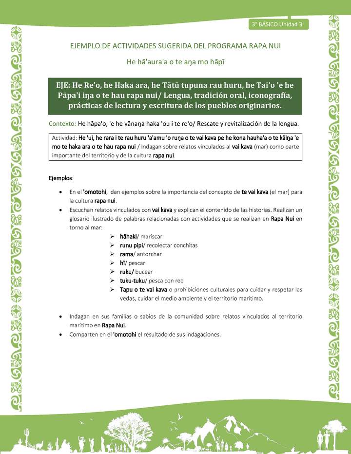 Indagan sobre relatos vinculados al vai kava (mar) como parte importante del territorio y de la cultura rapa nui