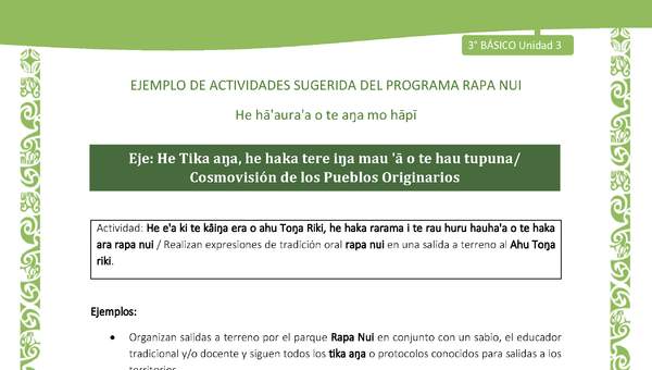 Realizan expresiones de tradición oral rapa nui en una salida a terreno al Ahu Toŋa riki