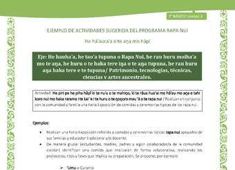 Realizan en conjunto con la comunidad y familia una Feria Exposición de comidas y ceremonias típicas de los rapa nui