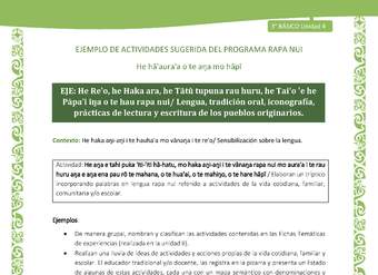 Elaboran un tríptico incorporando palabras en lengua rapa nui referido a actividades de la vida cotidiana, familiar, comunitaria y/o escolar