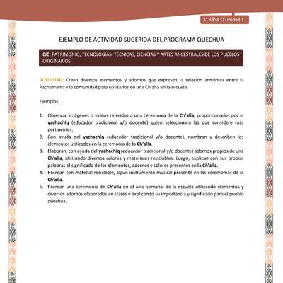 Crean diversos elementos y adornos que expresen la relación armónica entre la Pachamama y la comunidad para utilizarlos en una Ch’alla en la escuela