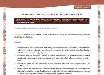 Realizan una presentación oral en idioma quechua sobre animales representativos de la cosmovisión quechua