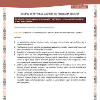  Dramatizan situaciones de la vida cotidiana, familiar o escolar en lengua quechua