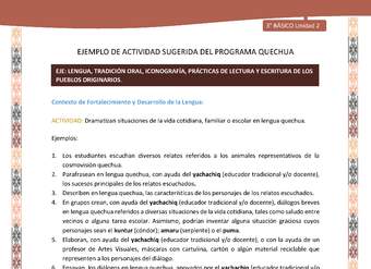  Dramatizan situaciones de la vida cotidiana, familiar o escolar en lengua quechua