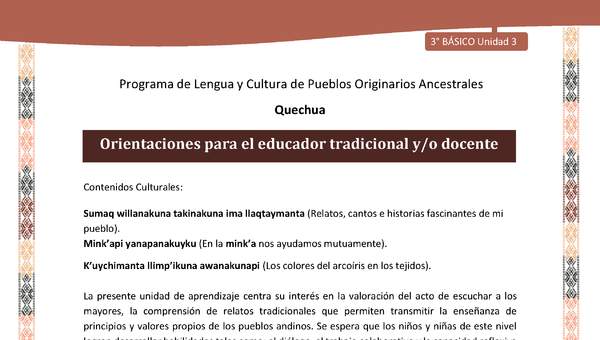 Orientaciones para el educador tradicional y/o docente