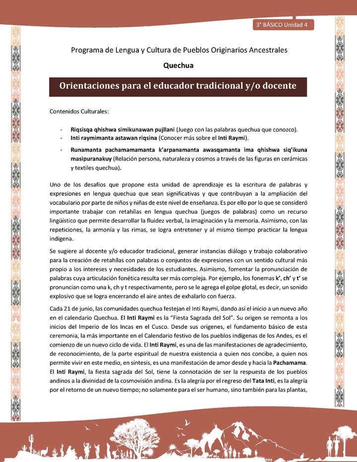 Orientaciones para el educador tradicional y/o docente