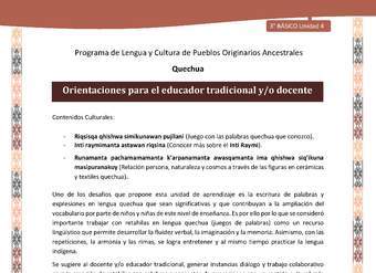 Orientaciones para el educador tradicional y/o docente