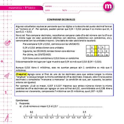 Comparación de números decimales (II)