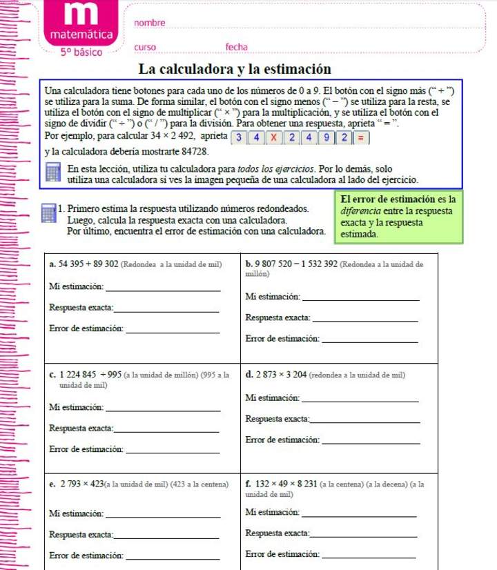 Actividades con la calculadora