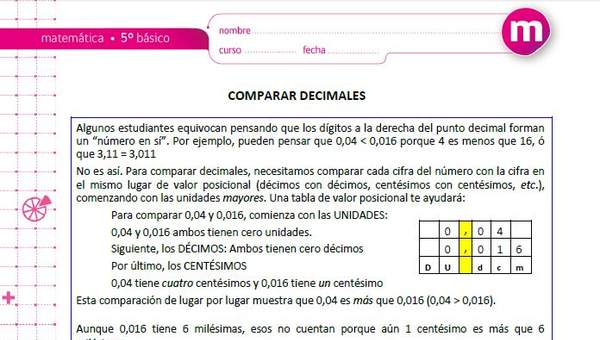 Comparación de números decimales (II)