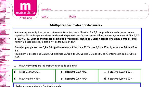 Multiplicar decimales por decimales