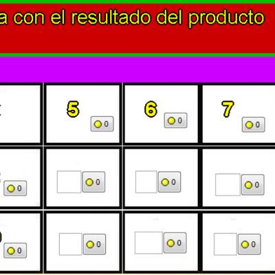 Tablas de multiplicar de 5, 6, 7, 8 y 9