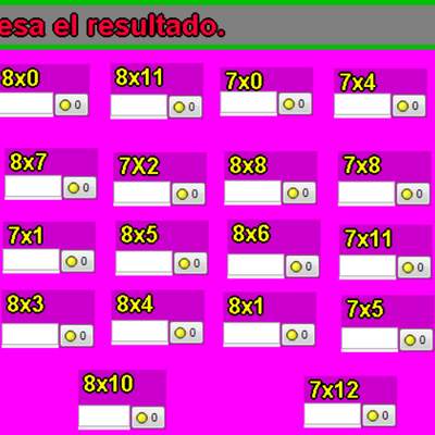 Tablas de multiplicar del 7 y 8