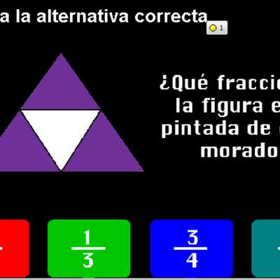 ¿Qué fracción de la figura está pintada morado?